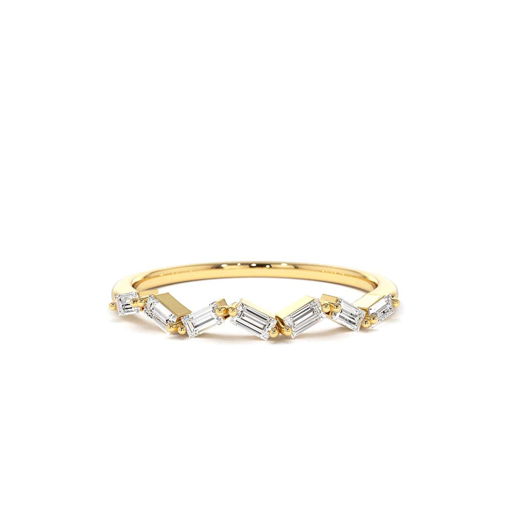 14K Slanted Baguette Diamond Stacking Ring by Orlina Fine