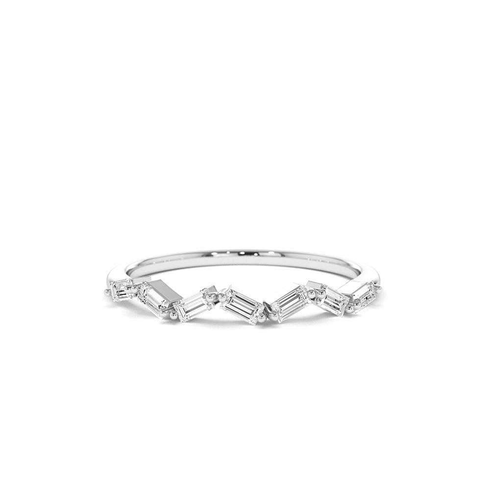 14K Slanted Baguette Diamond Stacking Ring - view 3
