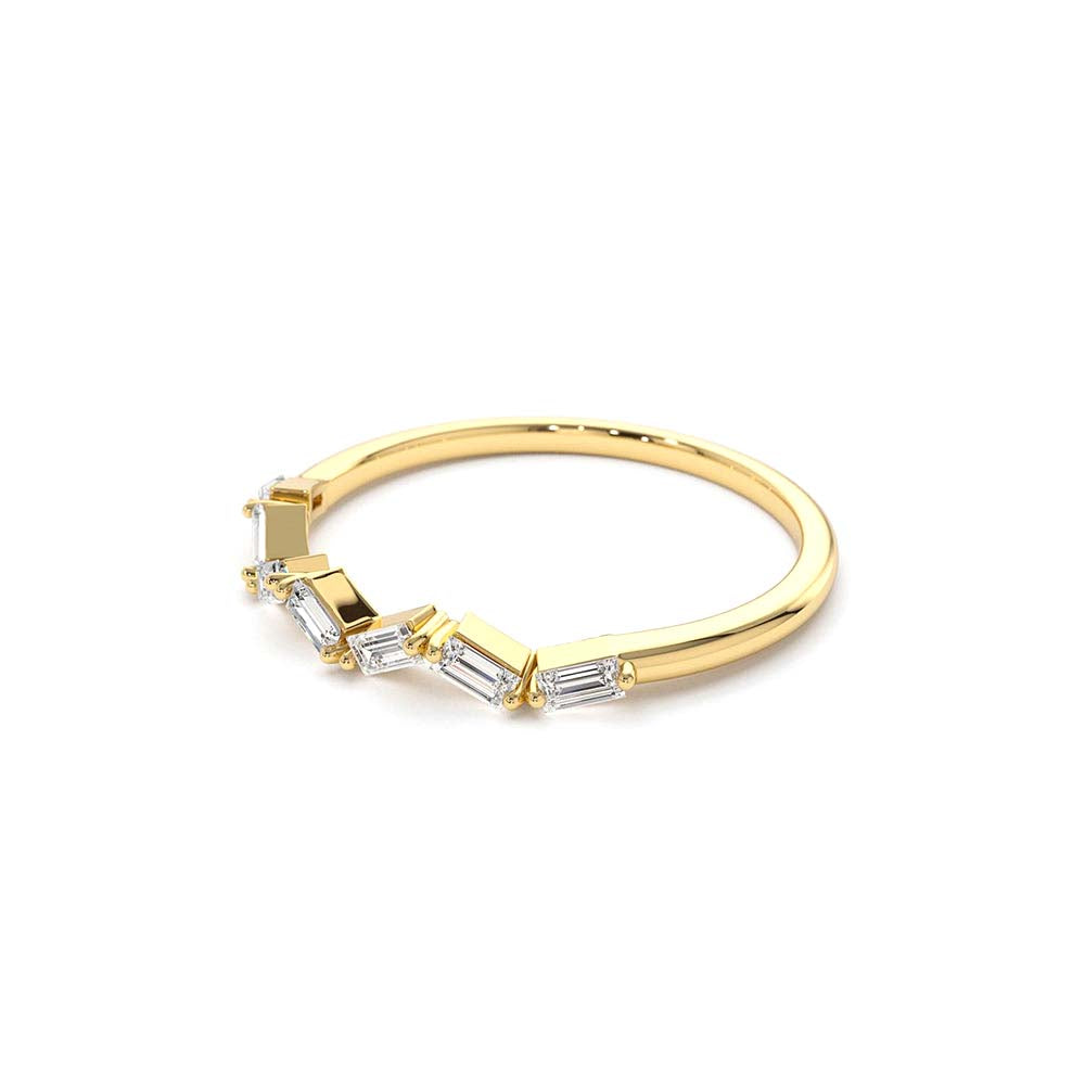 14K Slanted Baguette Diamond Stacking Ring - view 5