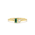 14K Baguette Emerald and Diamond Stackable Ring by Orlina Fine