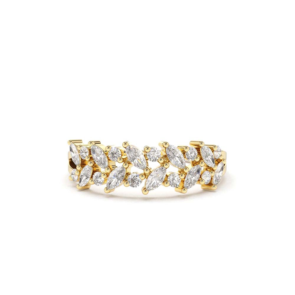 14K Gold Two Row Marquise & Round Diamond Ring by Orlina Fine