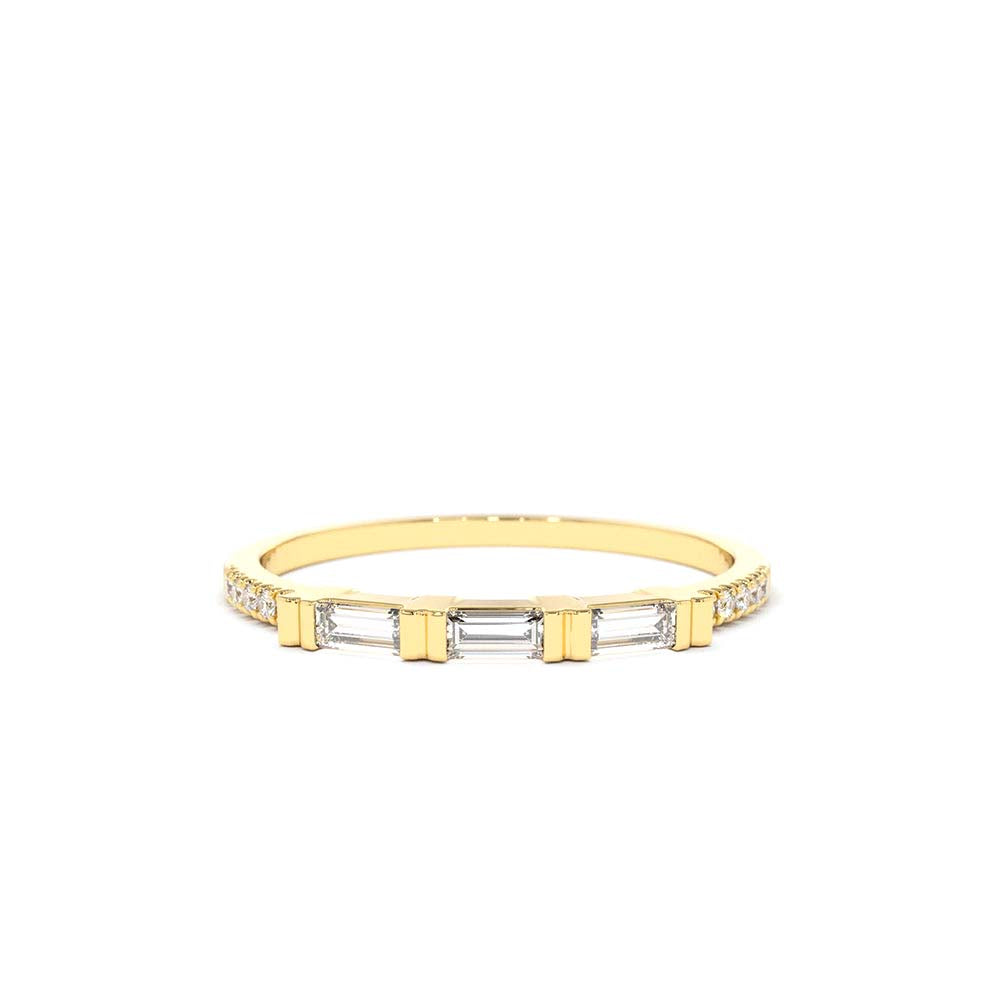 14K Gold 3 Baguette Matching Diamond Ring by Orlina Fine