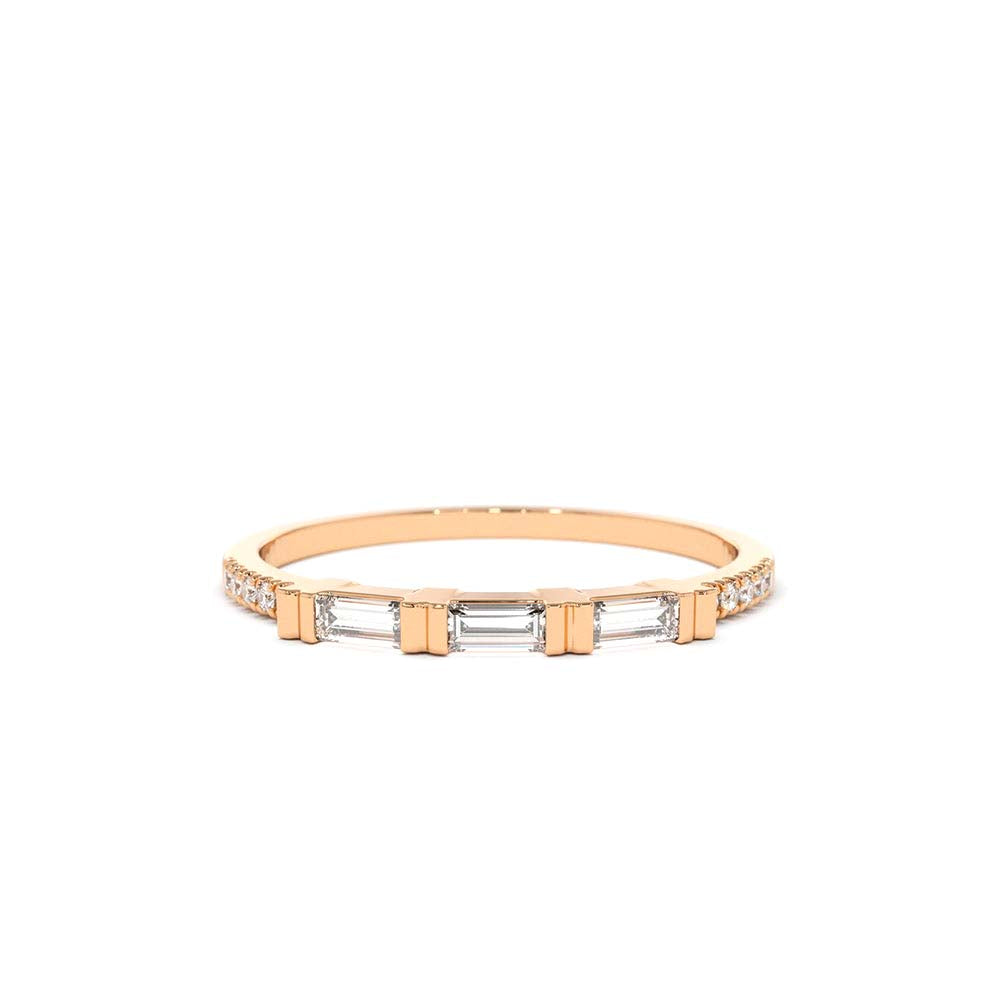 14K Gold 3 Baguette Matching Diamond Ring - view 2