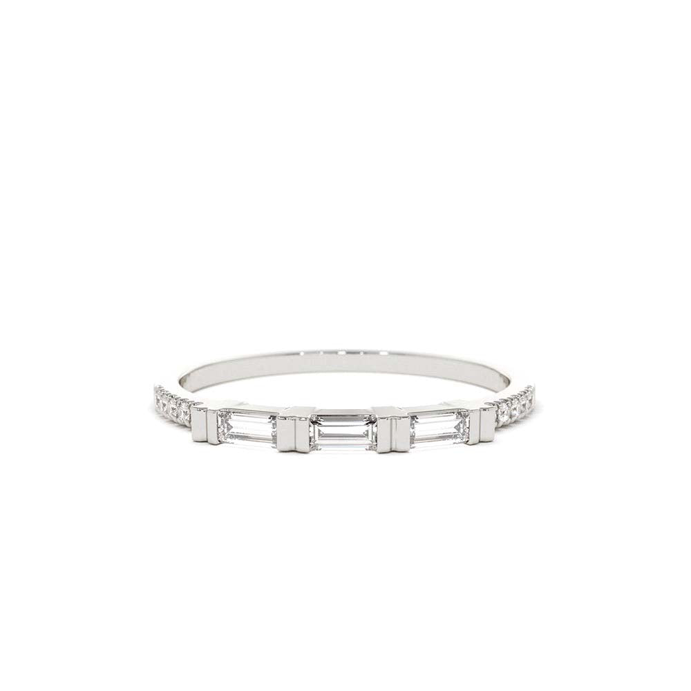14K Gold 3 Baguette Matching Diamond Ring - view 3
