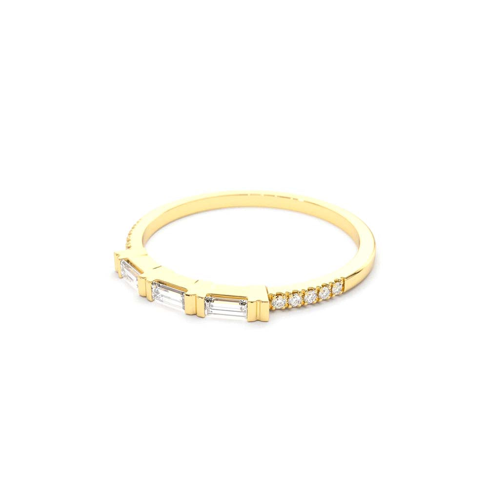 14K Gold 3 Baguette Matching Diamond Ring - view 4