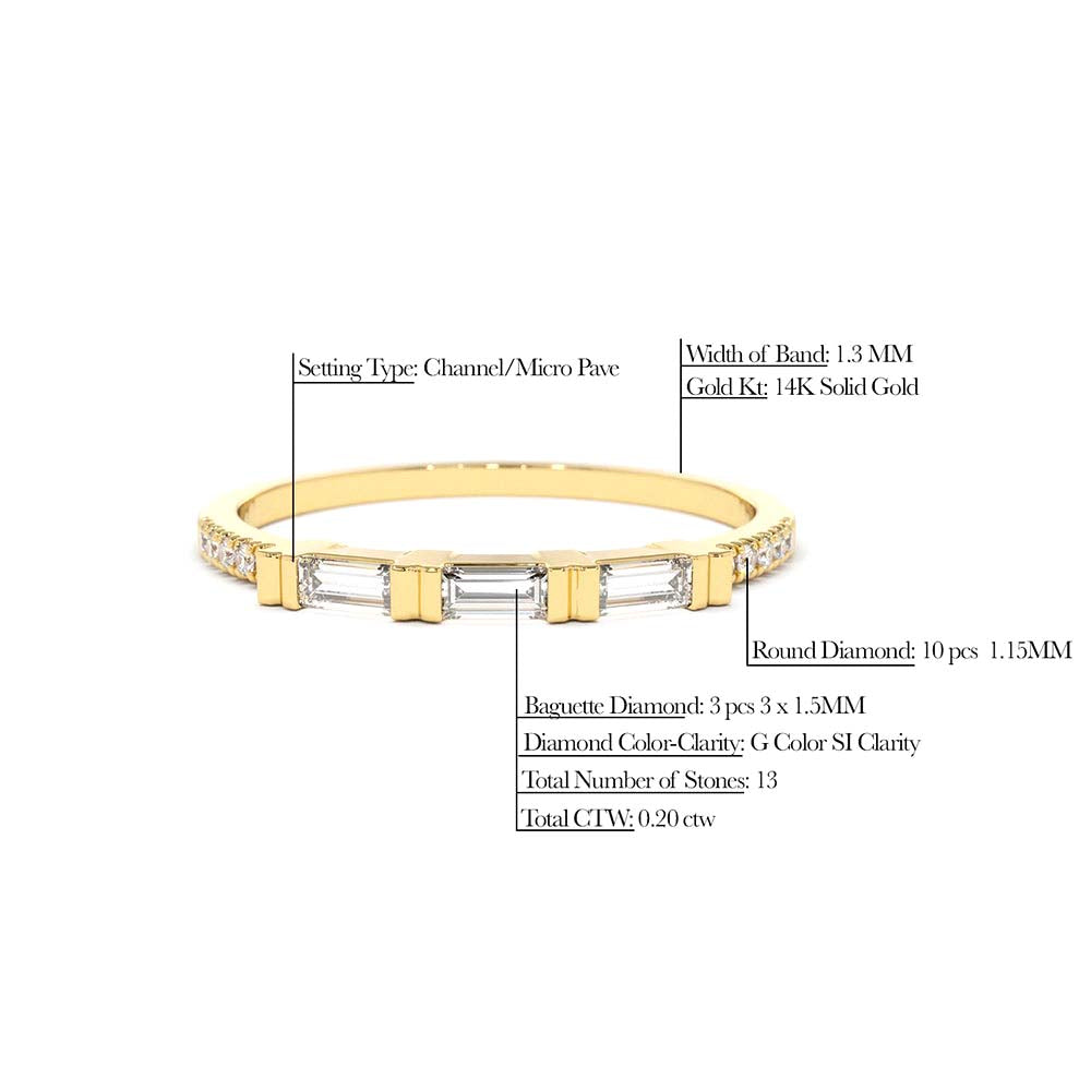 14K Gold 3 Baguette Matching Diamond Ring - view 5