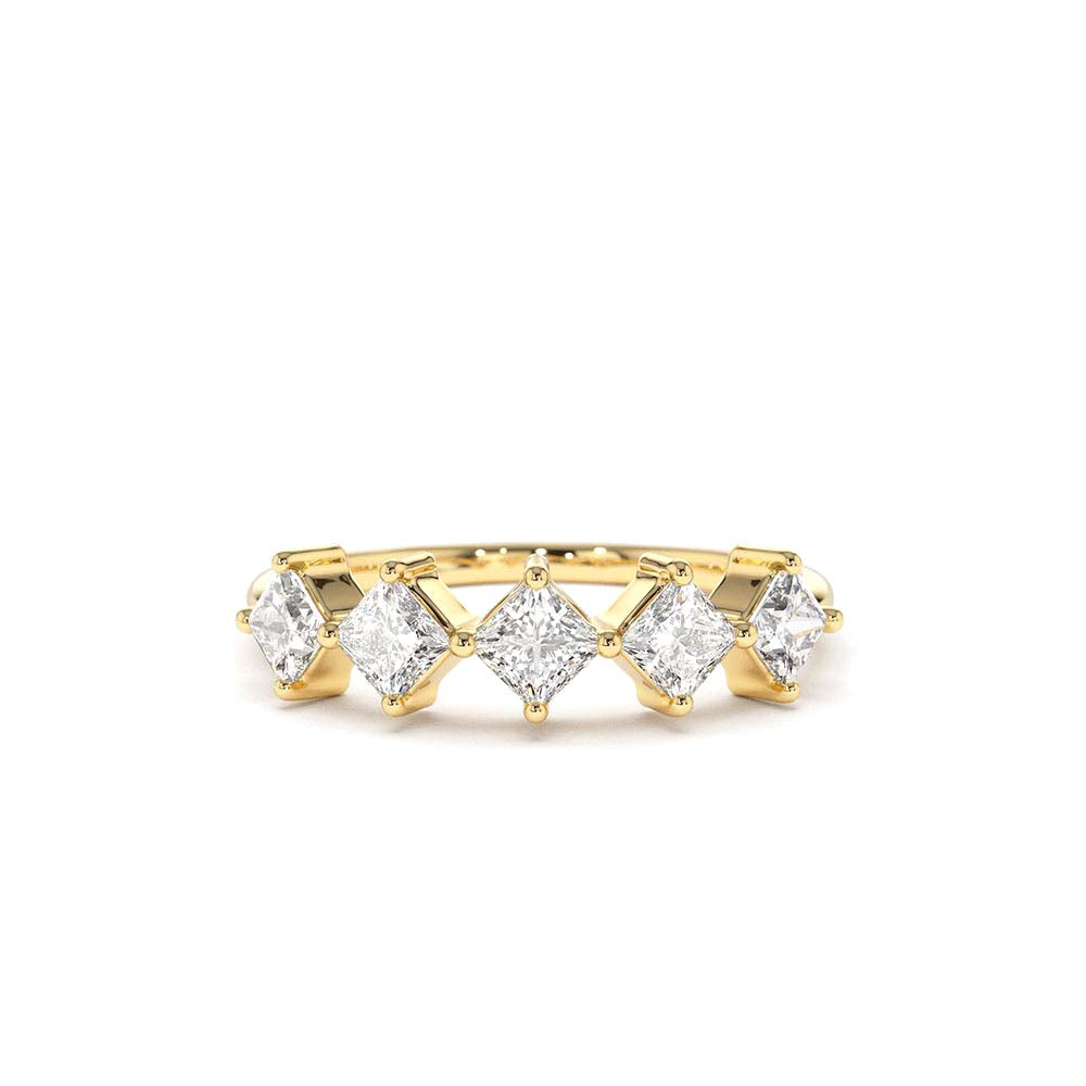 14K Princess Cut 5 Stone Diamond Wedding Ring by Orlina Fine