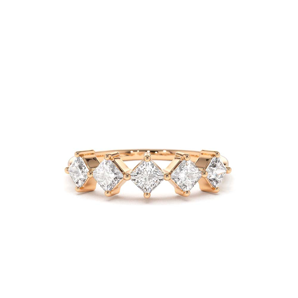14K Princess Cut 5 Stone Diamond Wedding Ring - view 2