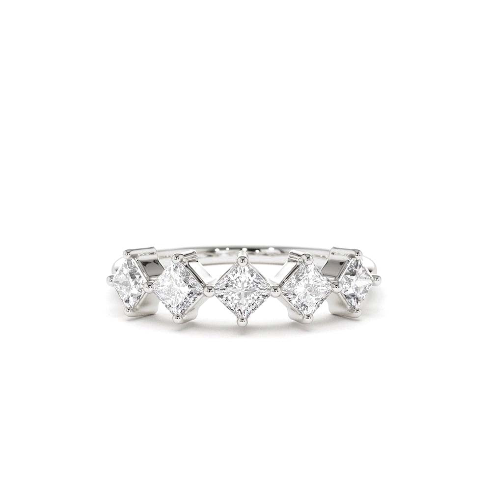 14K Princess Cut 5 Stone Diamond Wedding Ring - view 3