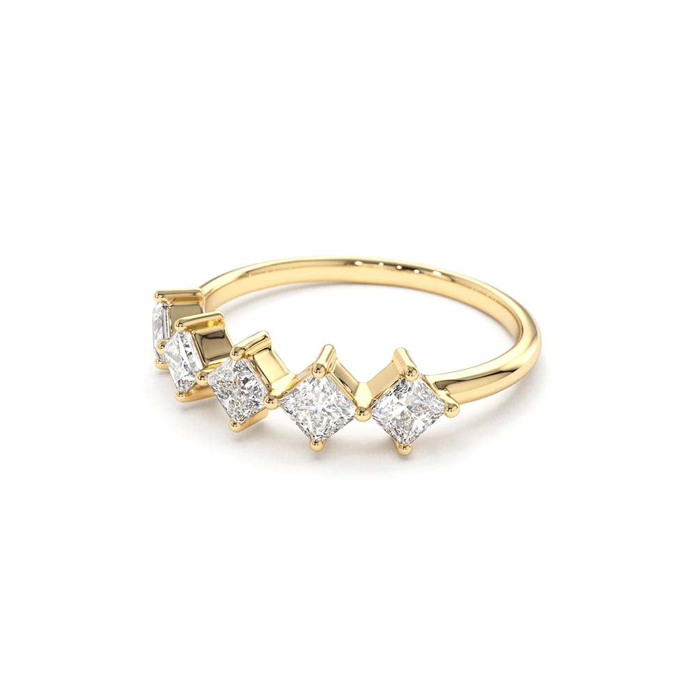 14K Princess Cut 5 Stone Diamond Wedding Ring - view 4