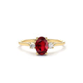14K Oval Shape Ruby and Diamond 3 Stone Ring by Orlina Fine