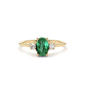 14K Oval Shape Emerald and Diamond 3 Stone Ring by Orlina Fine