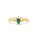 14K Mini Emerald and Diamond Ring by Orlina Fine