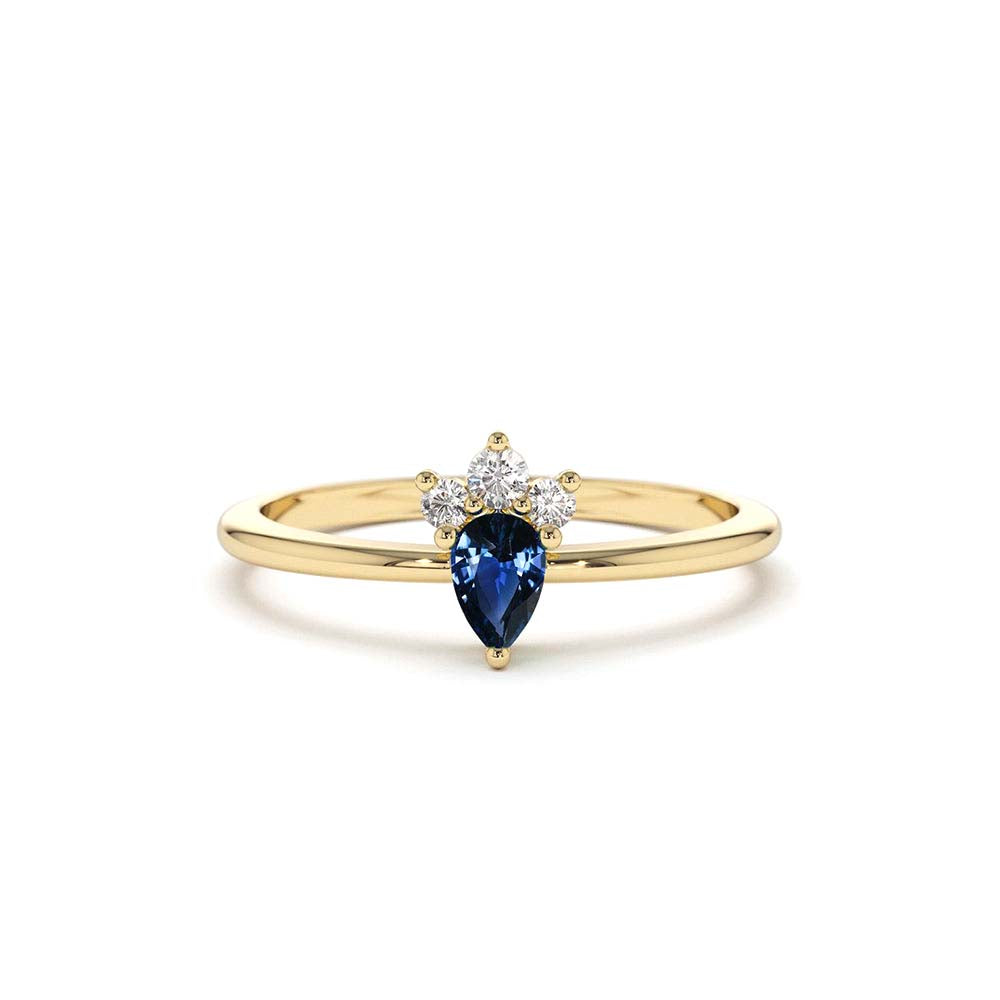14K Mini Sapphire and Diamond Ring by Orlina Fine