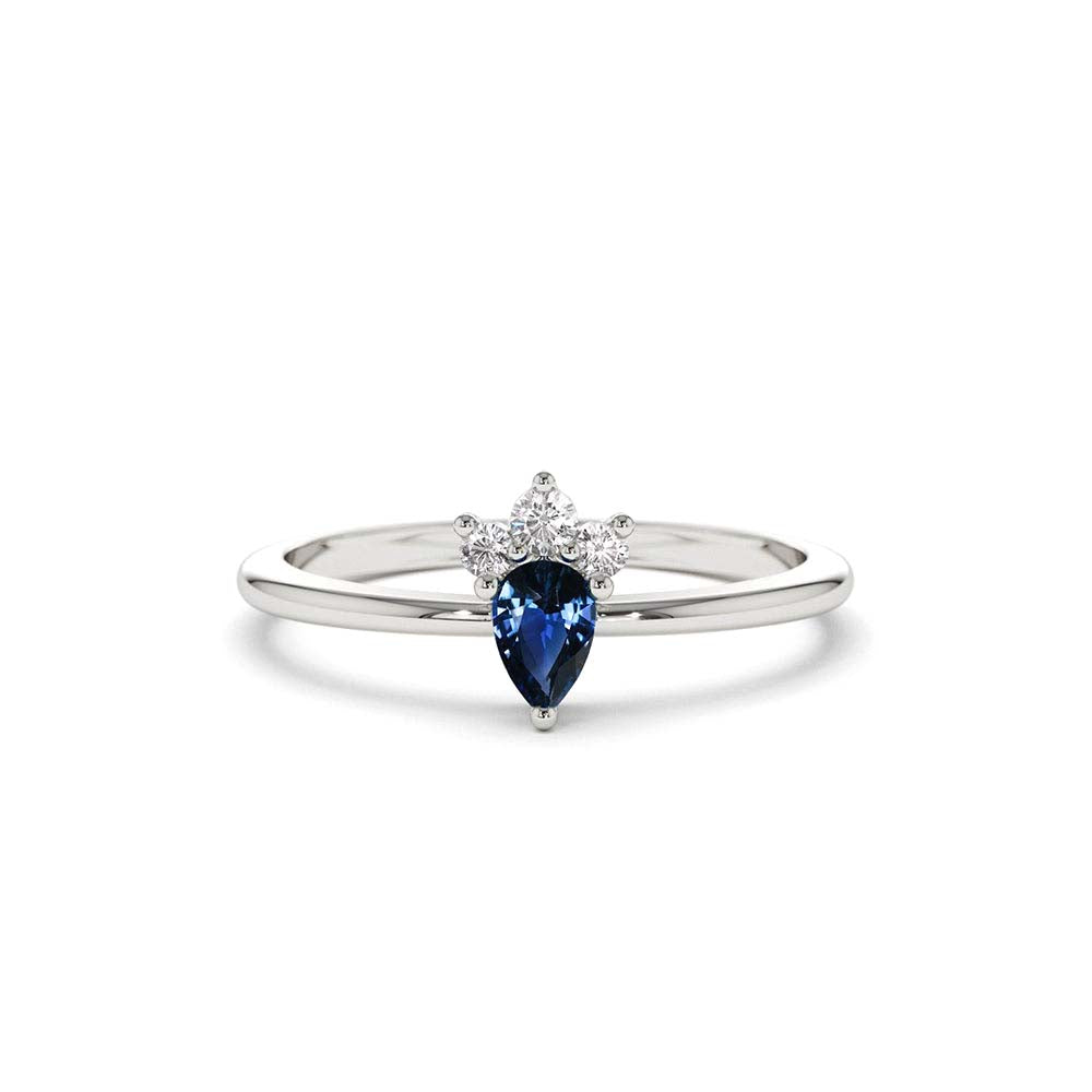 14K Mini Sapphire and Diamond Ring - view 3