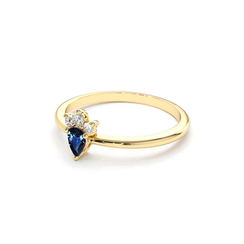 14K Mini Sapphire and Diamond Ring - view 4