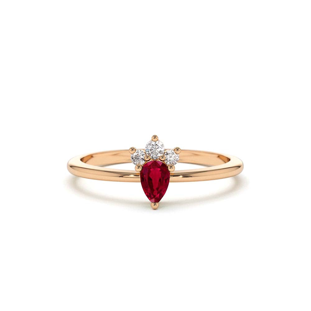 14K Mini Ruby and Diamond Ring - view 2