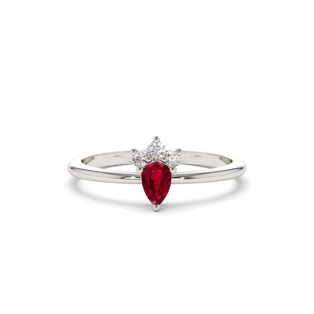 14K Mini Ruby and Diamond Ring - view 3