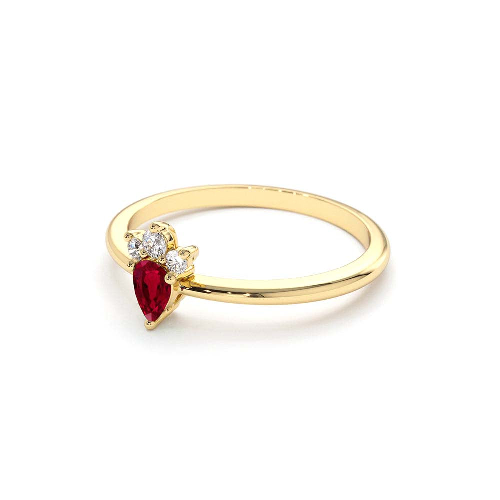 14K Mini Ruby and Diamond Ring - view 4
