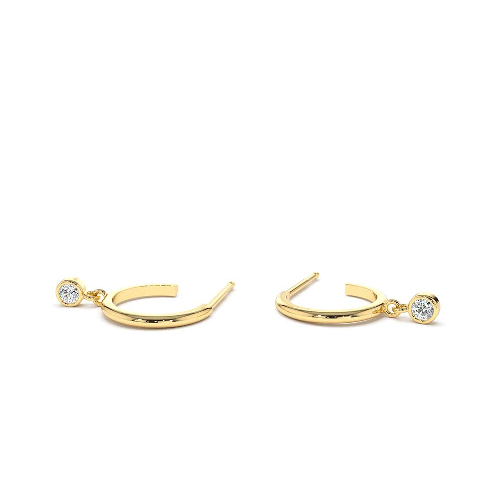 14K Hoop with Dangling Diamond - view 4