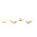 14K Gold Mini Trio Diamond Stud Earrings by Orlina Fine