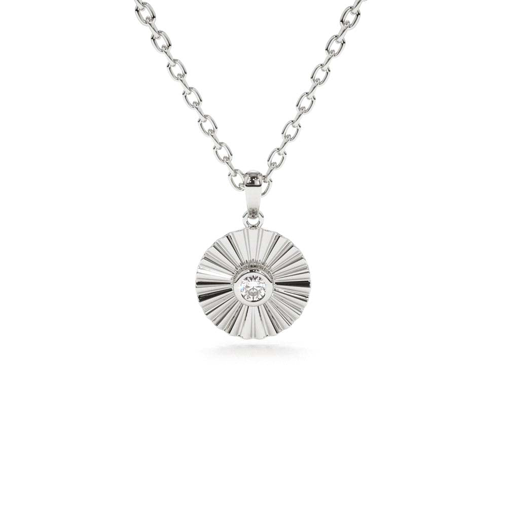 14K Gold Diamond Disc Ray Necklace - view 2