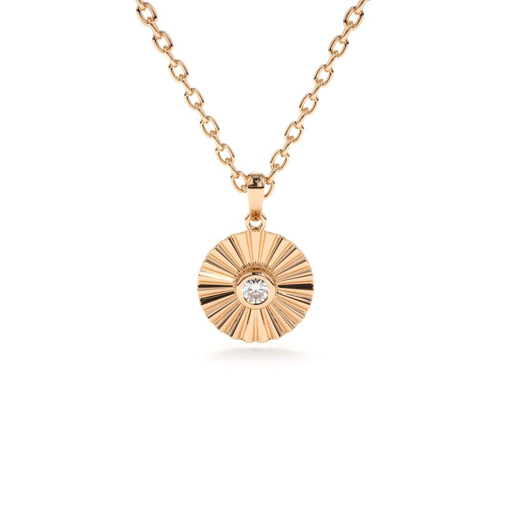 14K Gold Diamond Disc Ray Necklace - view 4
