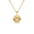 14K Gold Hexagon Diamond Disc Ray Necklace by Orlina Fine