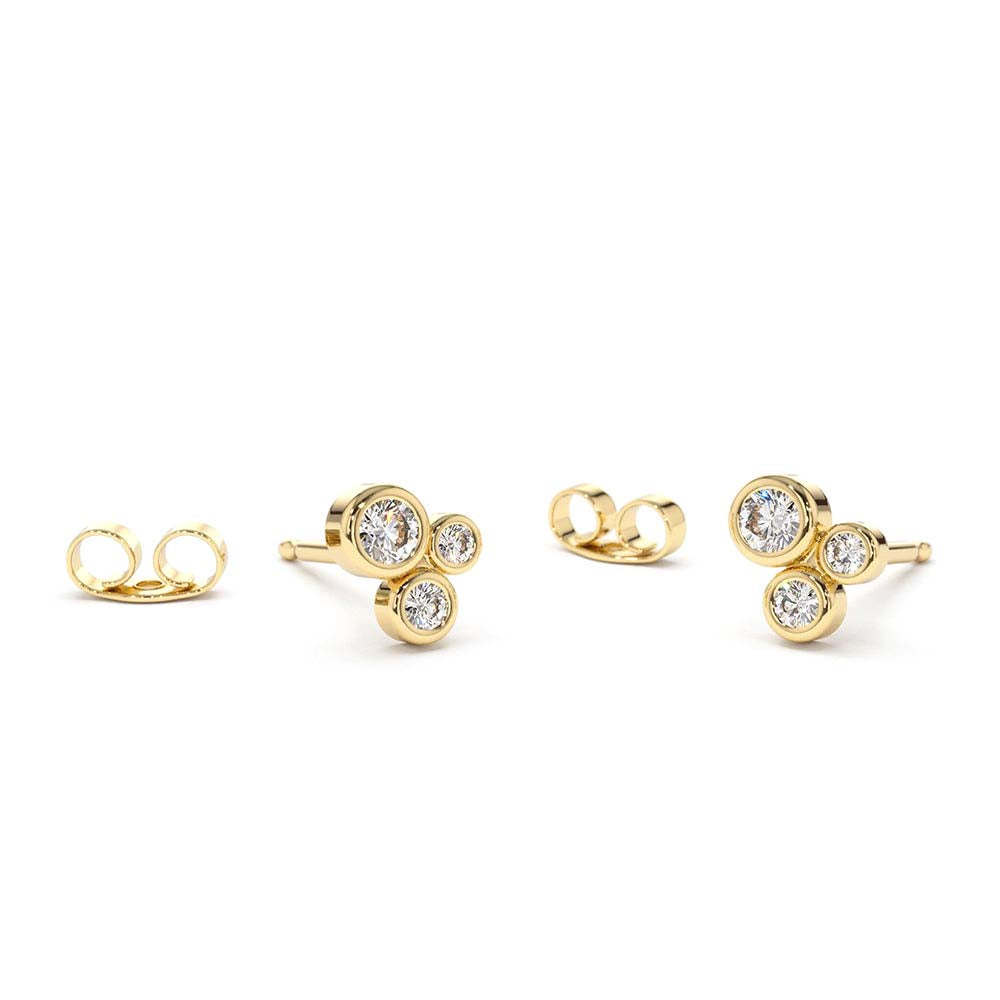 14K Gold Graduated Diamond Stud Earrings by Orlina Fine
