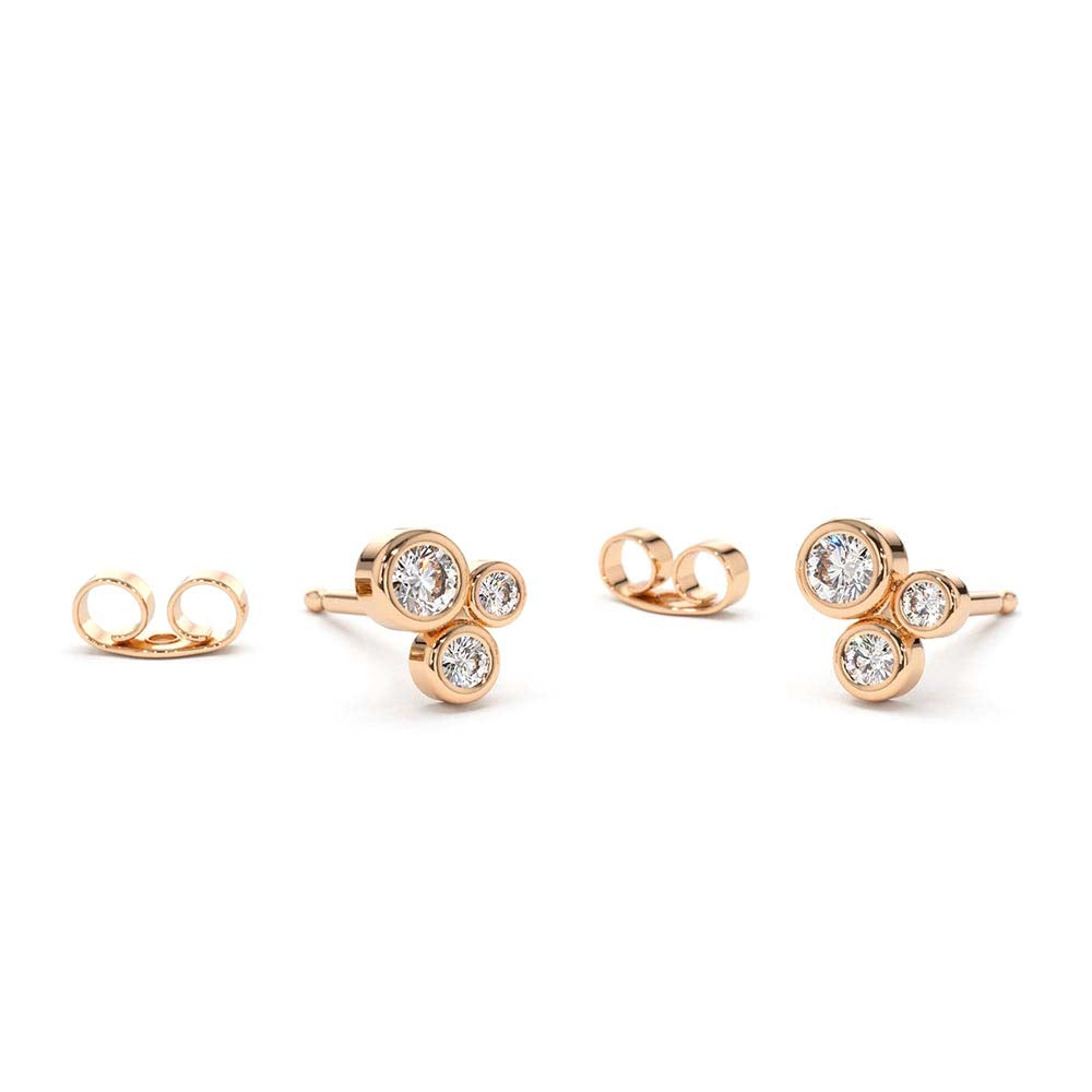 14K Gold Graduated Diamond Stud Earrings - view 2