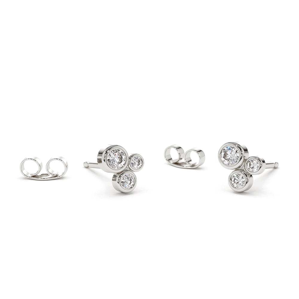 14K Gold Graduated Diamond Stud Earrings - view 3