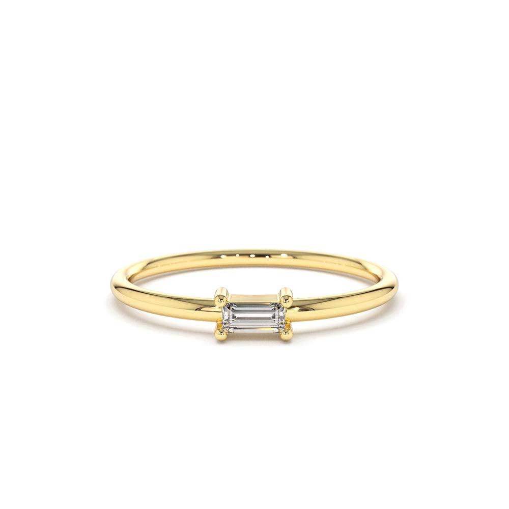14K Gold Single Baguette Diamond Ring by Orlina Fine