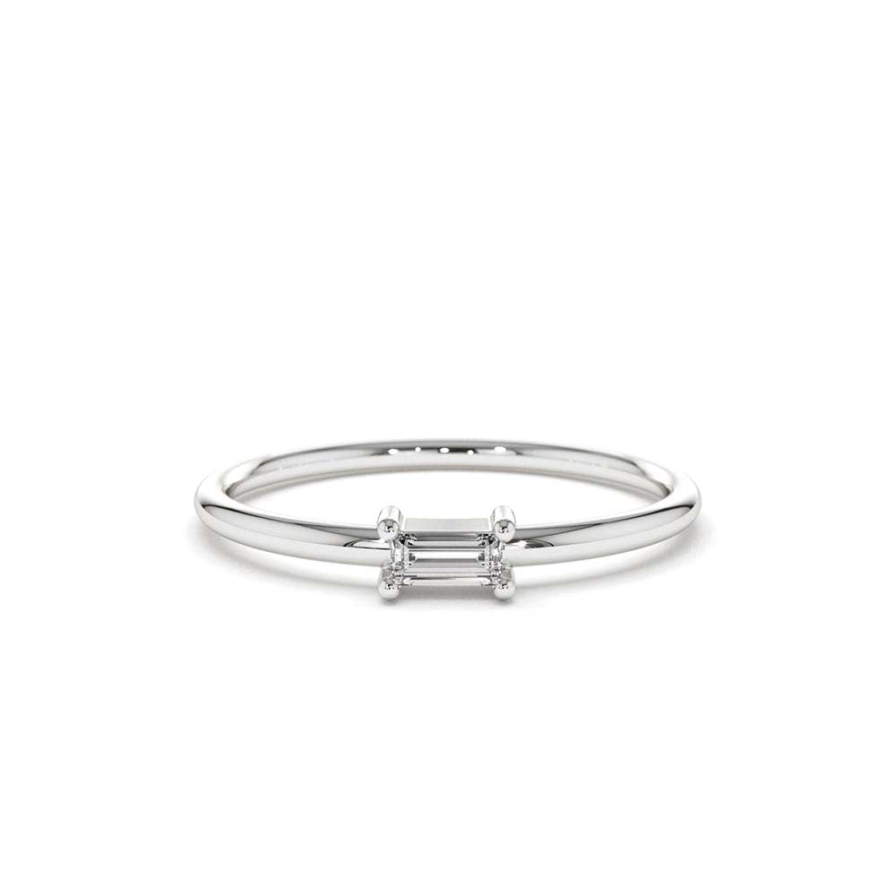 14K Gold Single Baguette Diamond Ring - view 2