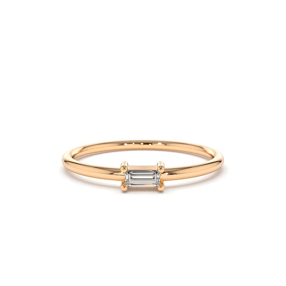 14K Gold Single Baguette Diamond Ring - view 3