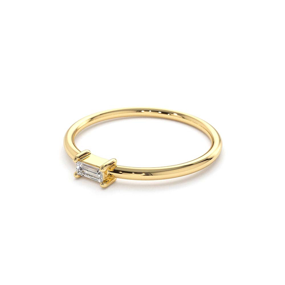 14K Gold Single Baguette Diamond Ring - view 4