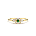 14K Diamond and Emerald Evil Eye Ring by Orlina Fine