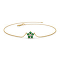 14K Emerald and Diamond Flower Charm Bracelet by Orlina Fine