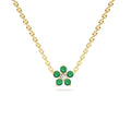 14K Emerald and Diamond Flower Charm Necklace by Orlina Fine