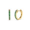 14K Gold Emerald Huggie Hoop Earrings by Orlina Fine