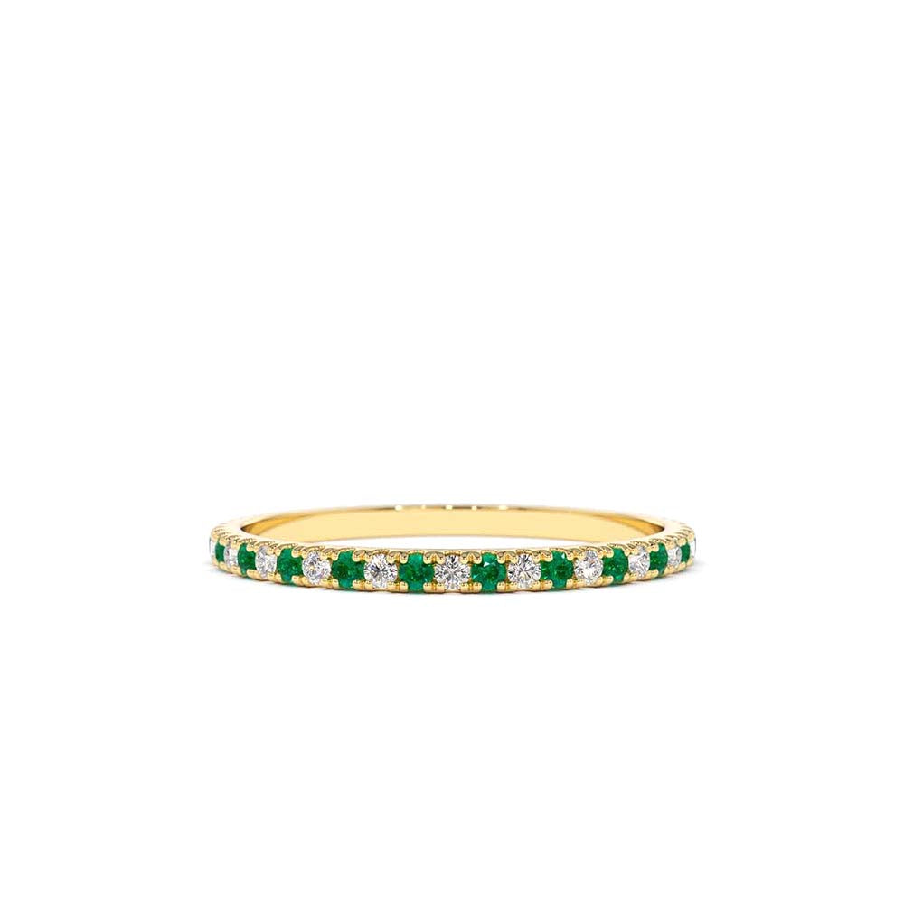 14K Emerald and Diamond Alternating Eternity Ring by Orlina Fine
