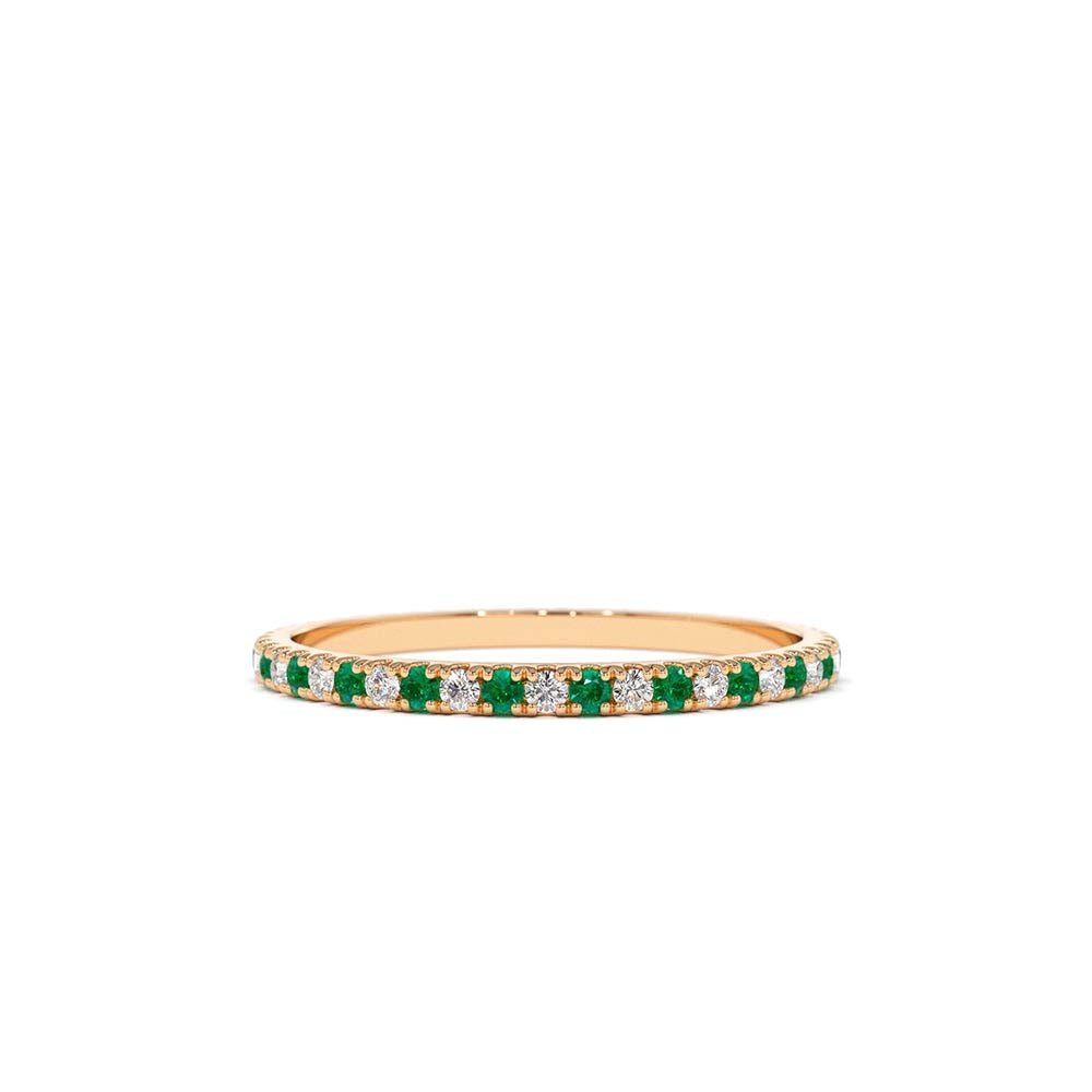 14K Emerald and Diamond Alternating Eternity Ring - view 2