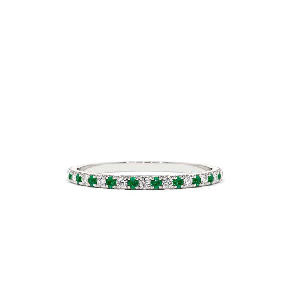 14K Emerald and Diamond Alternating Eternity Ring - view 3