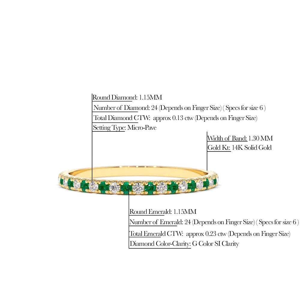 14K Emerald and Diamond Alternating Eternity Ring - view 4