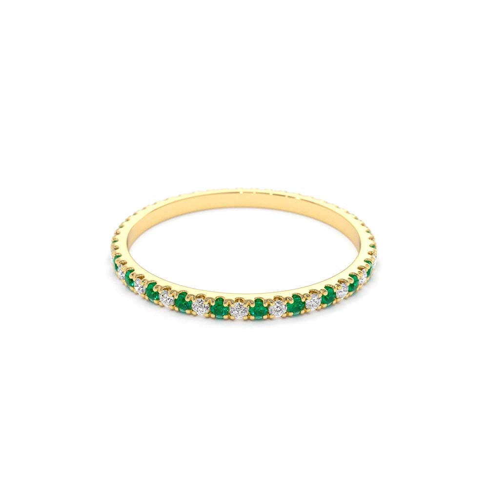 14K Emerald and Diamond Alternating Eternity Ring - view 5