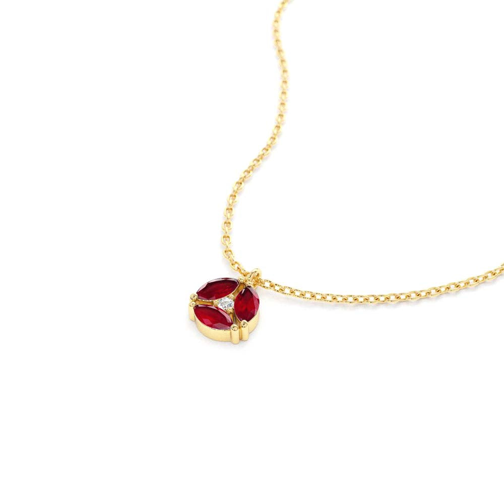 14K Gold Marquise Ruby Cluster Necklace - view 4