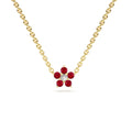 14K Ruby and Diamond Flower Charm Necklace by Orlina Fine