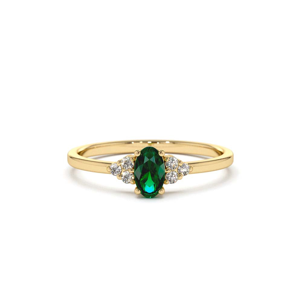 14K Oval Emerald and Diamond Ring by Orlina Fine