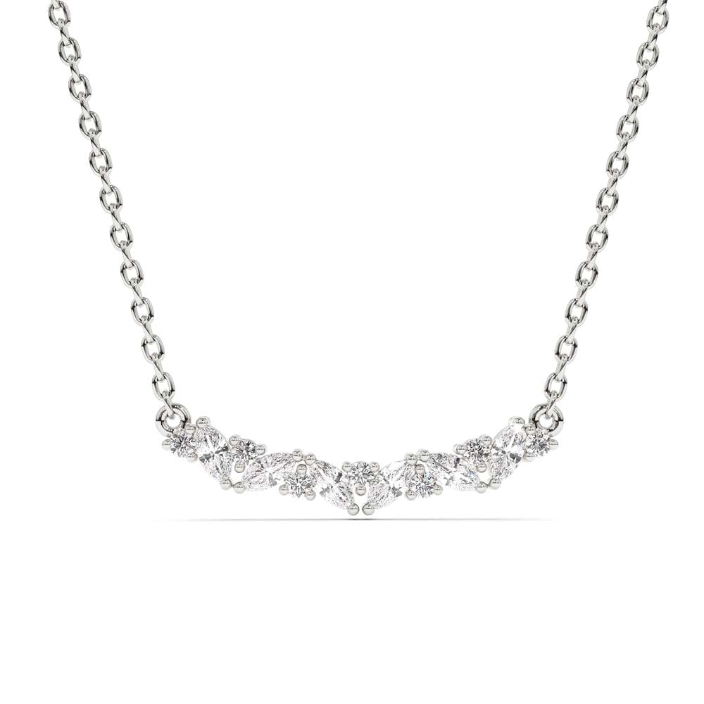 14K Gold Slanted Marquise and Round Diamond Necklace - view 3