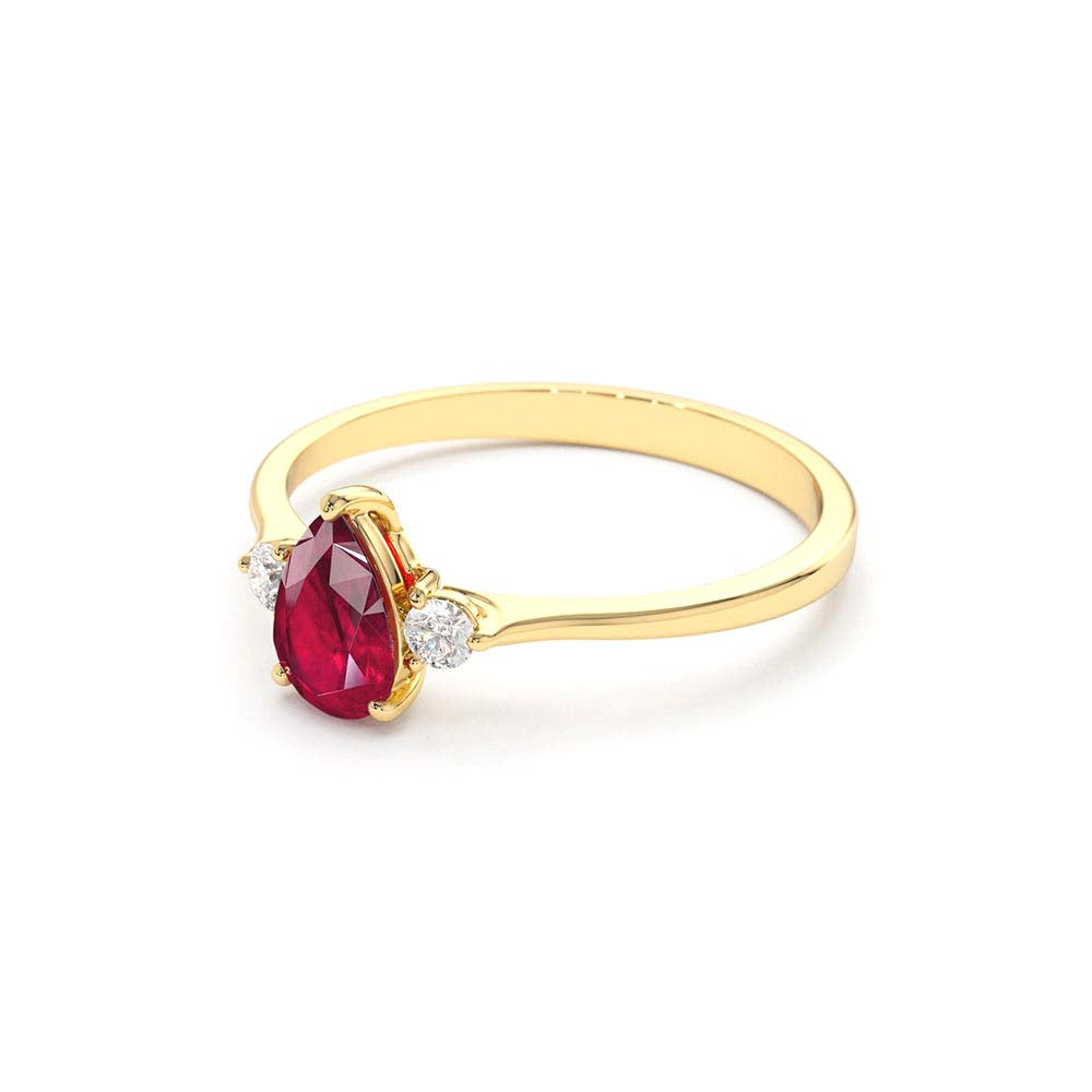 14K Pear Shape Ruby Ring with Diamonds - view 4
