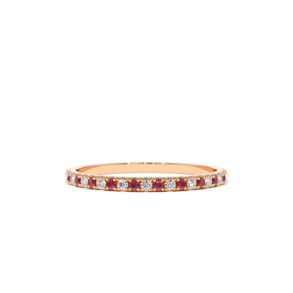 14K Ruby and Diamond Alternating Eternity Ring - view 2